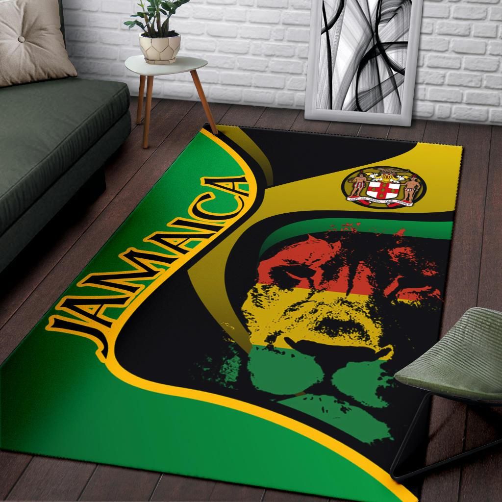 Personalised Happy Cameroon National Day Area Rug Lion With Coat Of Arms - Curve Style LT15 main image 1