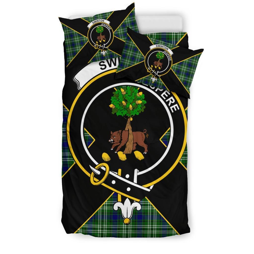 Swinton Tartan Crest Bedding Set - Golden Thistle Style