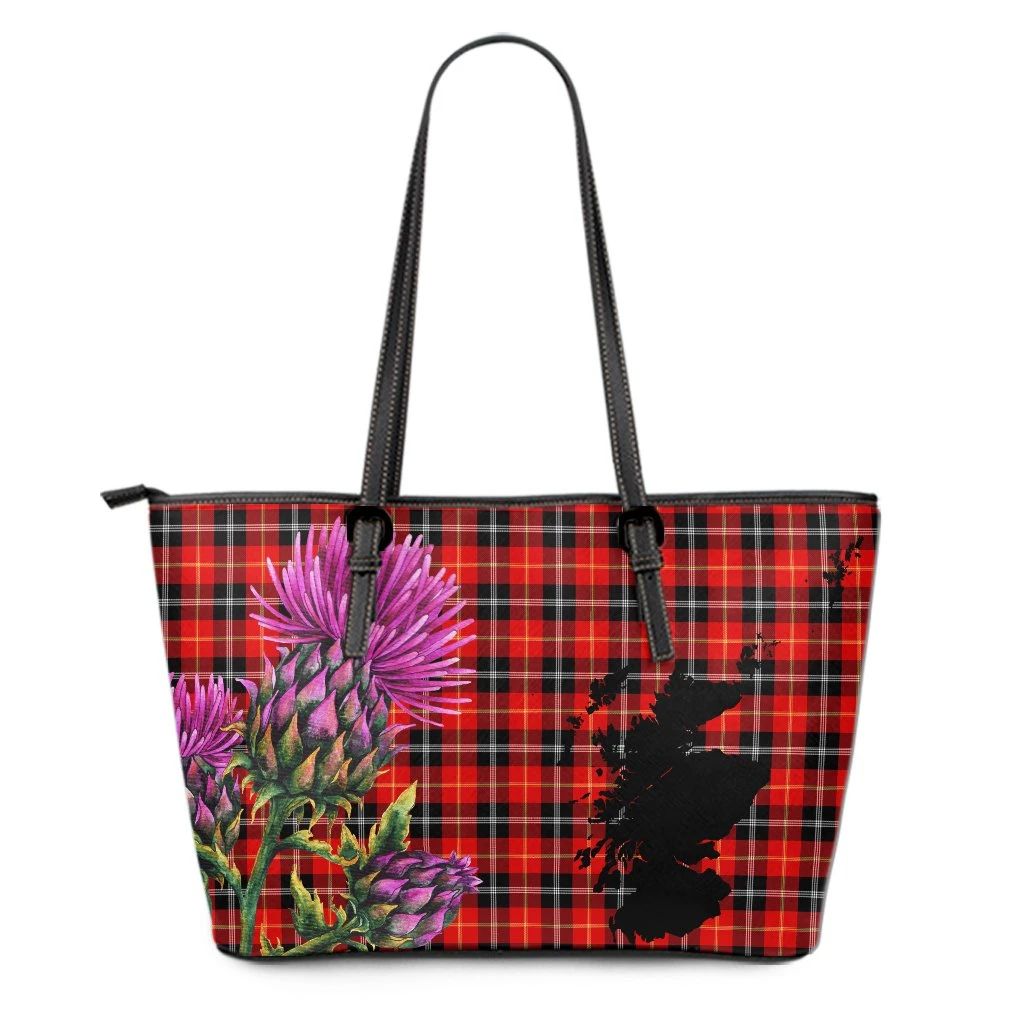 MacIntyre Hunting Ancient Tartan Leather Tote Bag Big Thistle Style main image 0