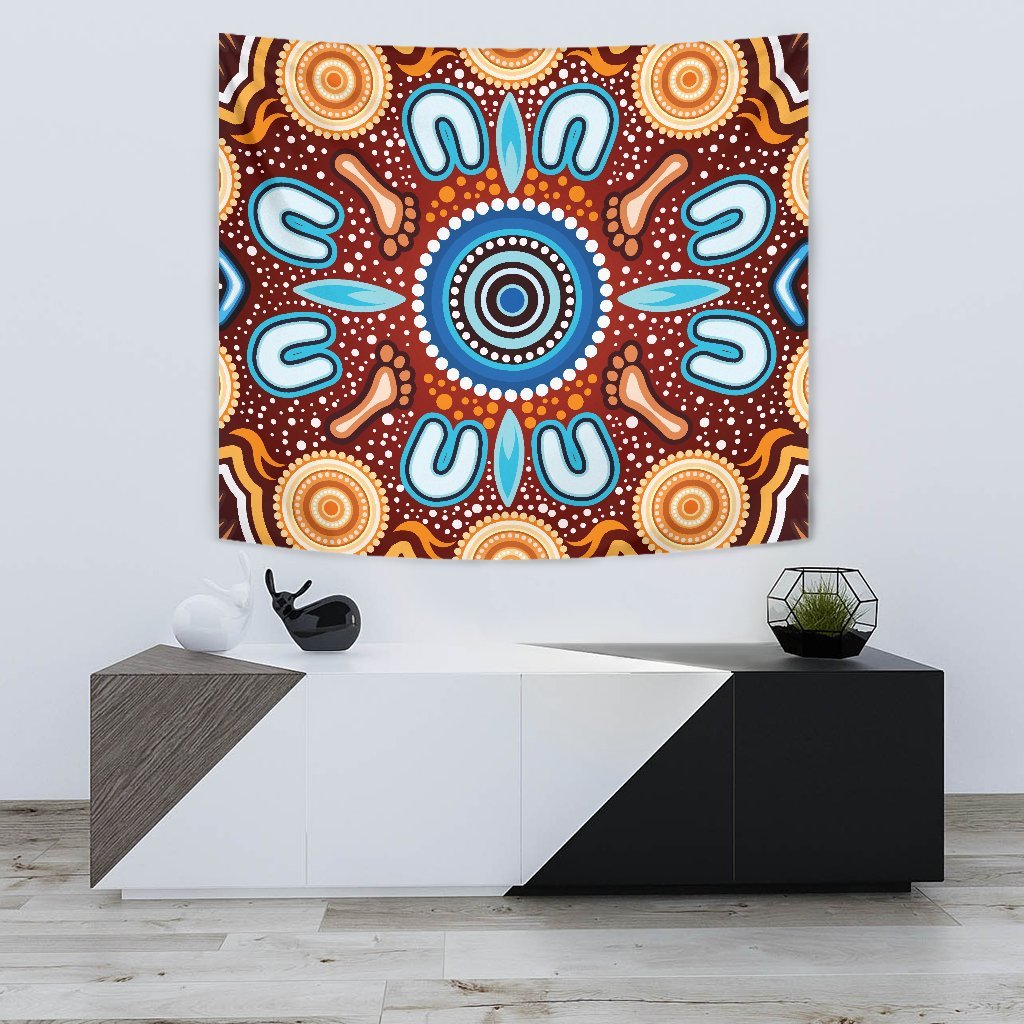 Aboriginal Tapestry - Indigenous Circle Dot Painting Ver02 – To The Closet