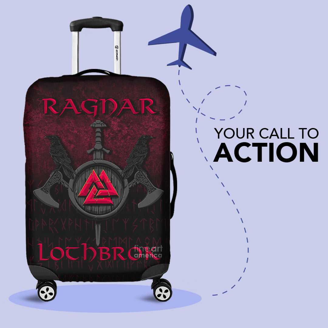 Viking Luggage Cover Ragnar Lothbrok Ragnar Lodbrok Viking Warrior Red