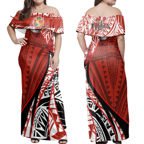 Tonga In My Heart Royal Coat Of Arms Off Shoulder Long Dress