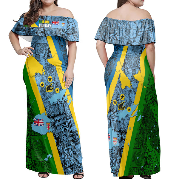 Malampa Fiji Day Off Shoulder Long Dress