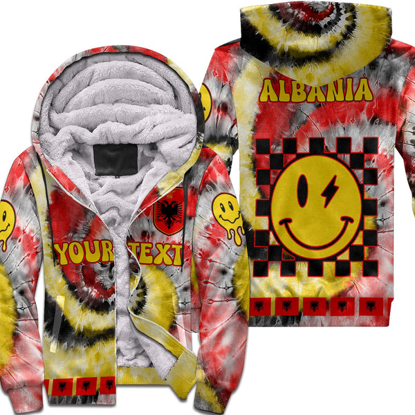 Albania Sherpa Hoodie Custom Tie Dye Style 1