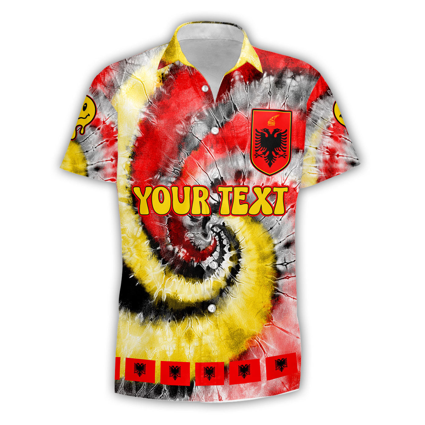 Albania Short Sleeve Shirt Custom Tie Dye Style 1