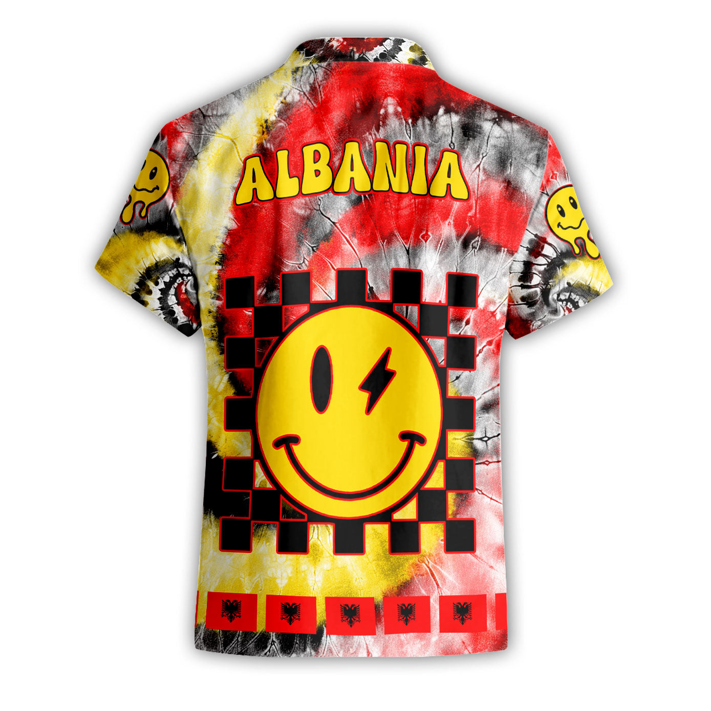 Albania Short Sleeve Shirt Custom Tie Dye Style 2