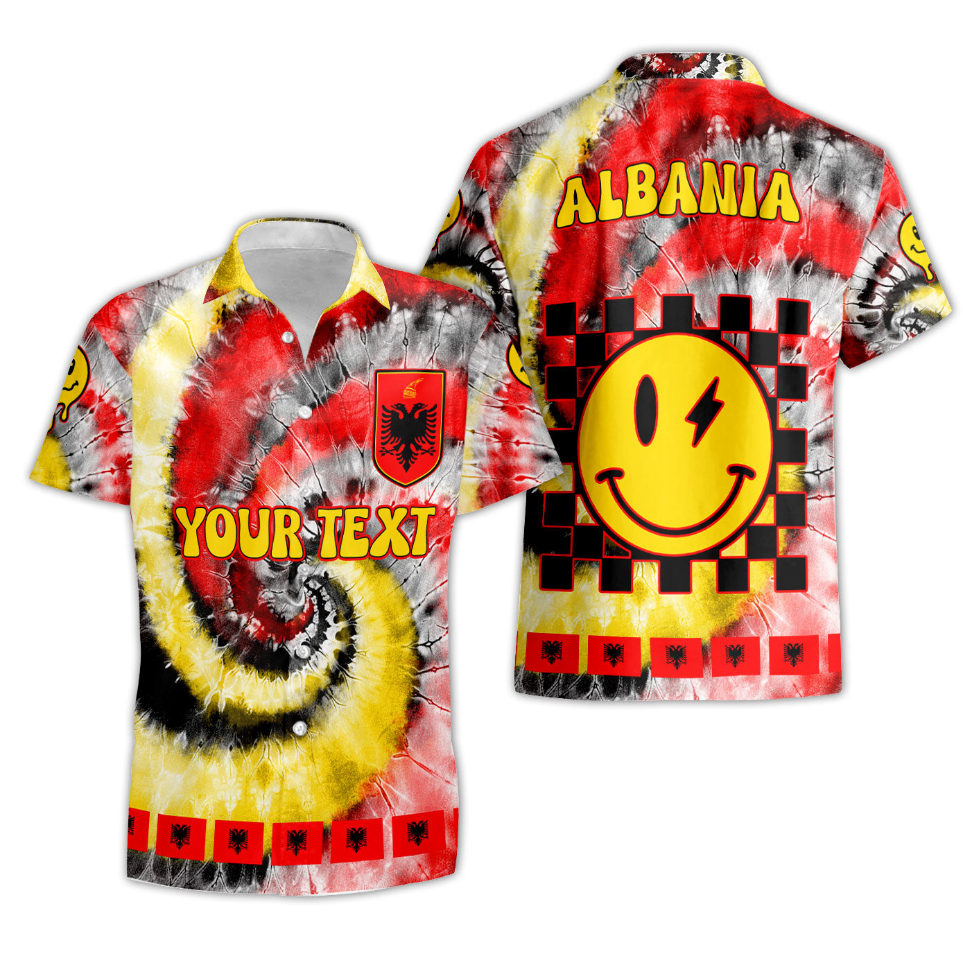 Albania Short Sleeve Shirt Custom Tie Dye Style 3