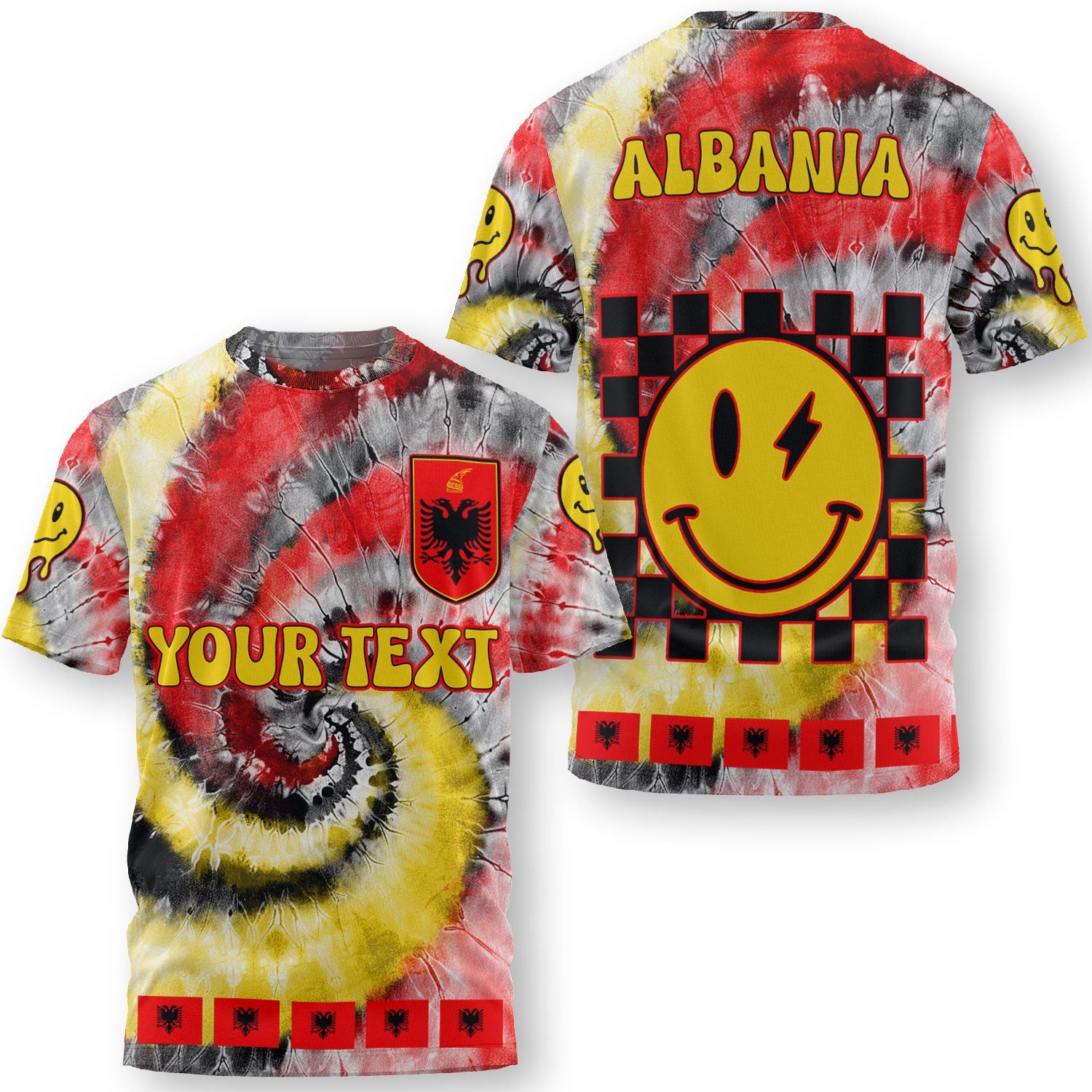 Albania T Shirt Custom Tie Dye Style 3