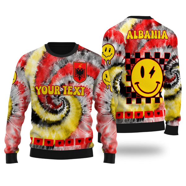 Albania Ugly Sweater Custom Tie Dye Style 1