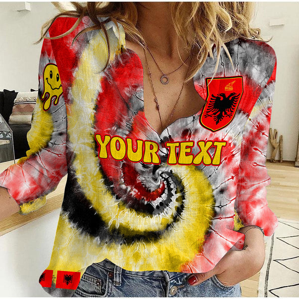 Albania Women Casual Shirt Custom Tie Dye Style 1