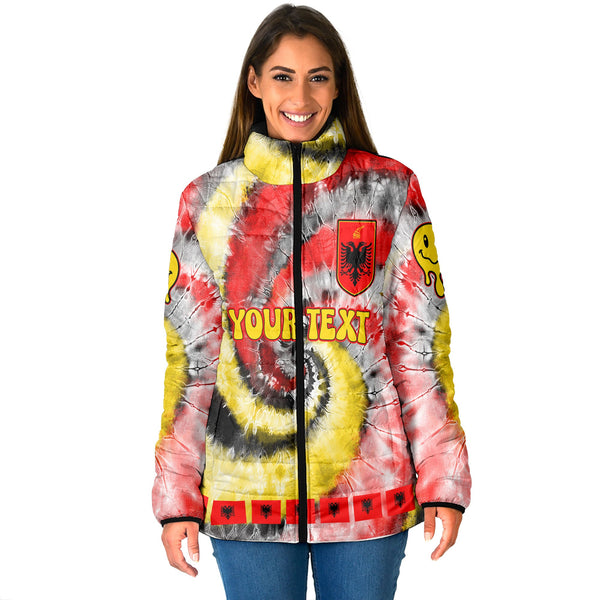 Albania Women Padded Jacket Custom Tie Dye Style 1