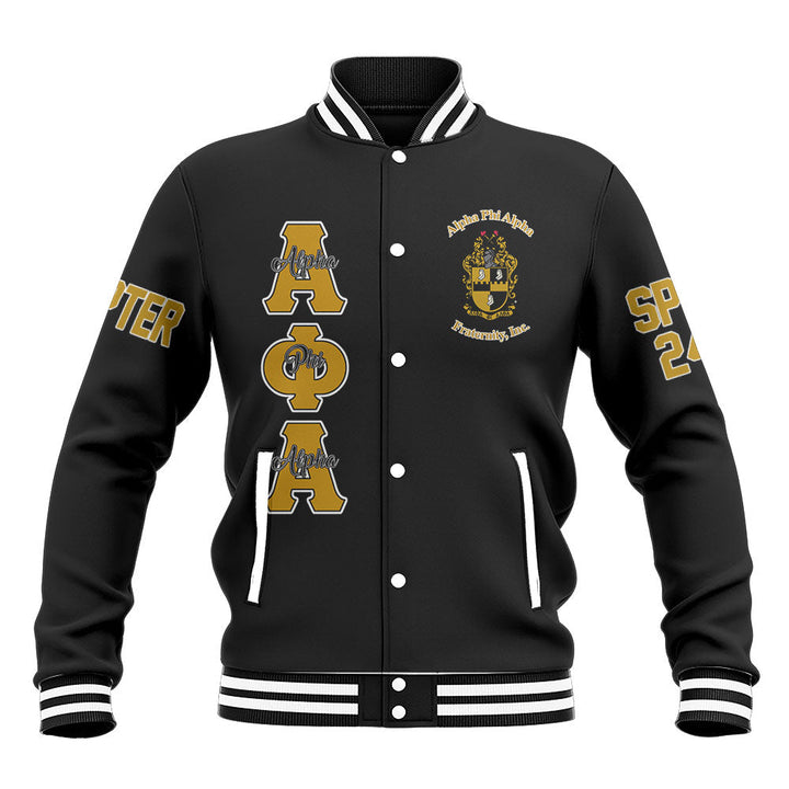 Personalized Alpha Phi Alpha Baseball Jackets Black Alphas The Oldest and The Coldest Style 2