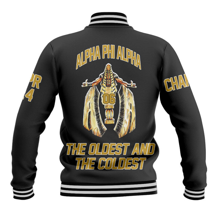 Personalized Alpha Phi Alpha Baseball Jackets Black Alphas The Oldest and The Coldest Style 2