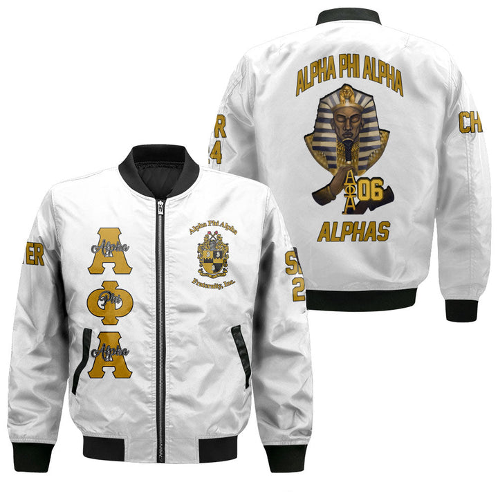 Personalized Alpha Phi Alpha Bomber Jackets White Color The Coldest Alpha Men Style
