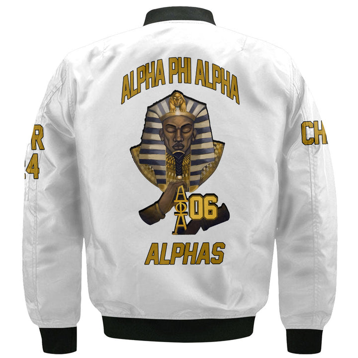 Personalized Alpha Phi Alpha Bomber Jackets White Color The Coldest Alpha Men Style