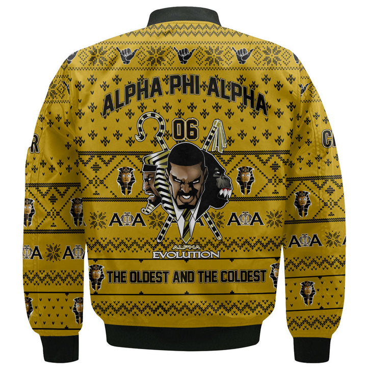 Personalized Alpha Phi Alpha Christmas Golden Bomber Jackets Alpha Ice Cold Brothers Style
