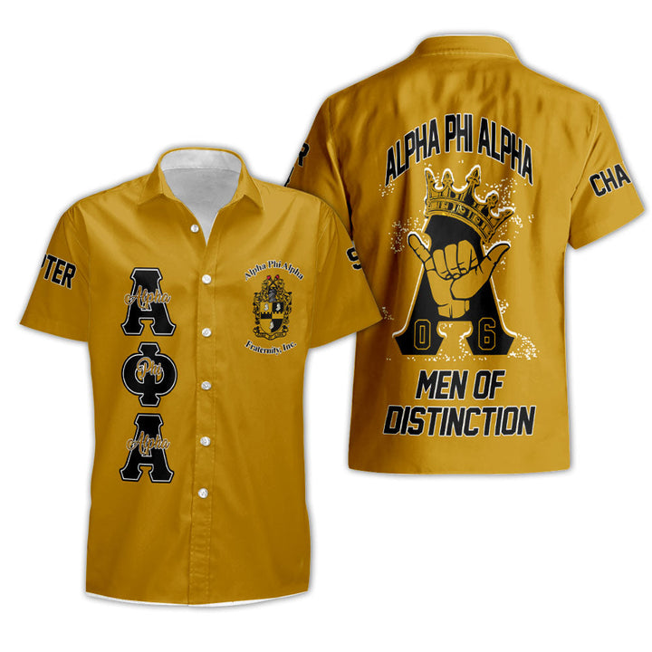 Personalized Alpha Phi Alpha Short Sleeves Shirts Golden King Alpha Men of Distinction Style