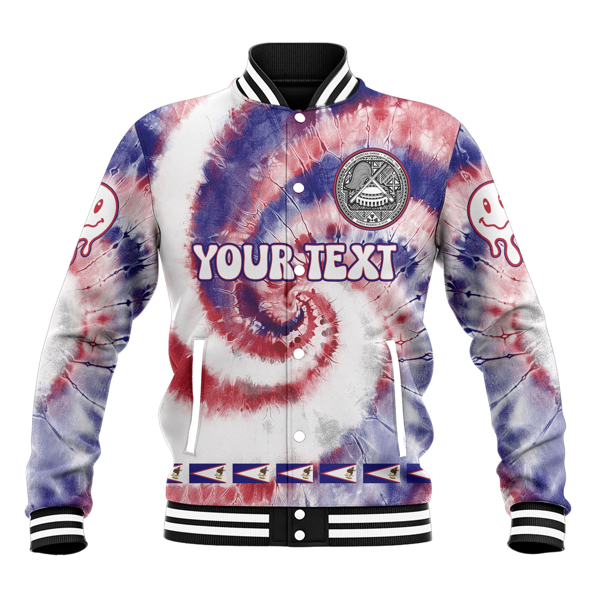 American Samoa Baseball Jacket Custom Tie Dye Style 2