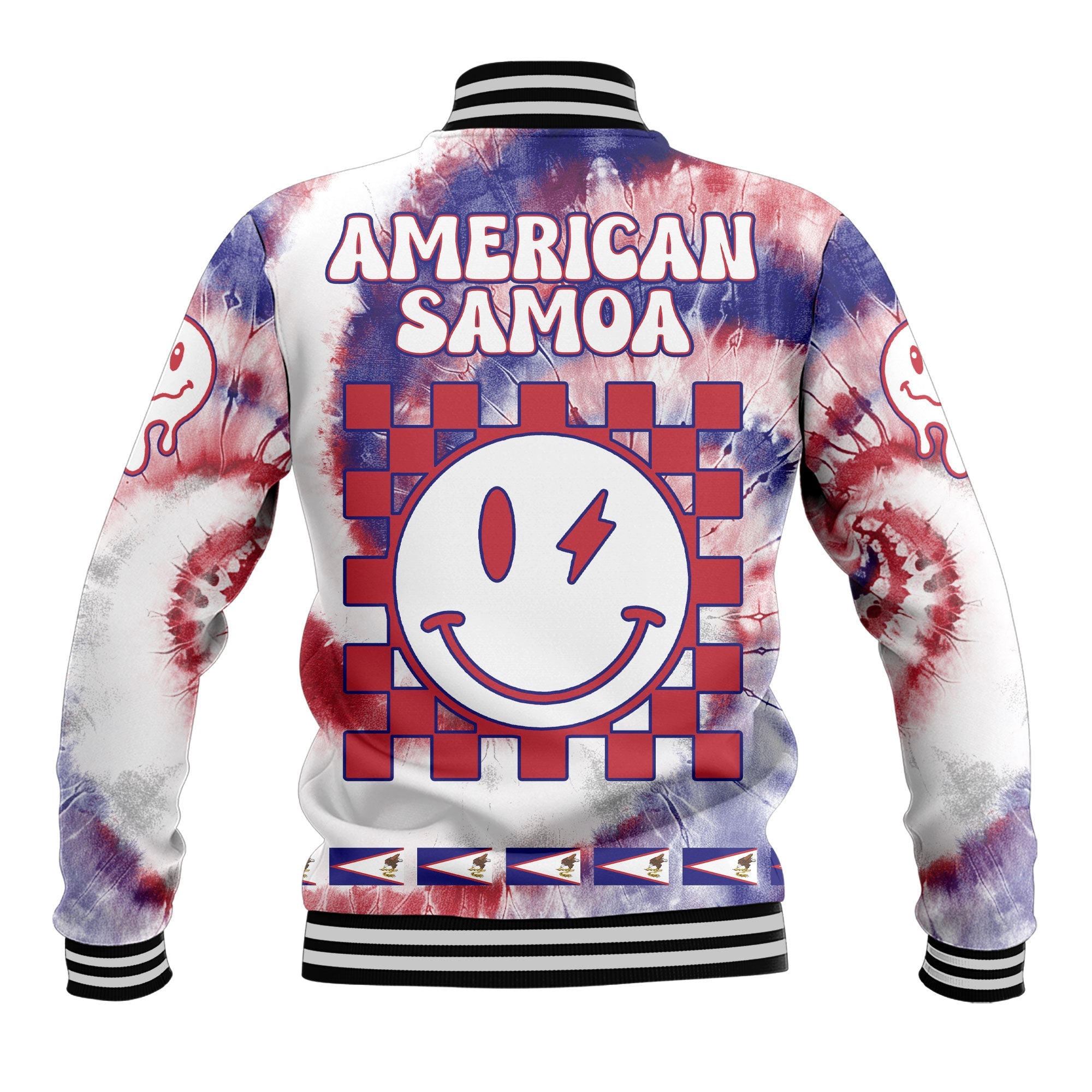 American Samoa Baseball Jacket Custom Tie Dye Style 3