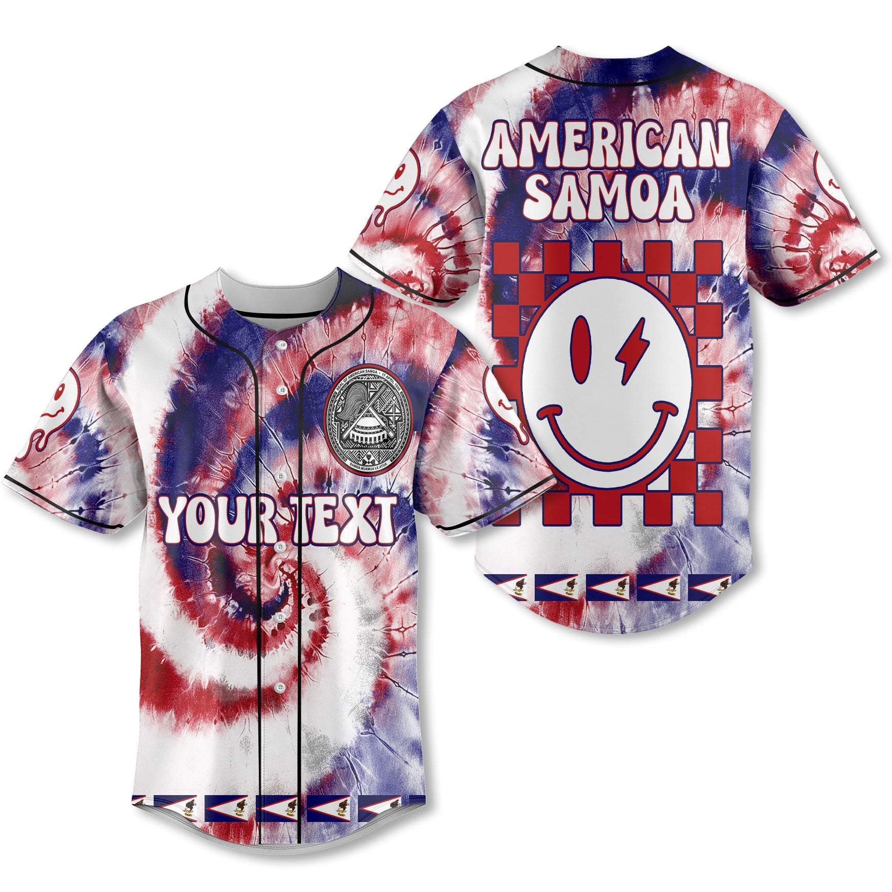 American Samoa Baseball Jersey Custom Tie Dye Style 1