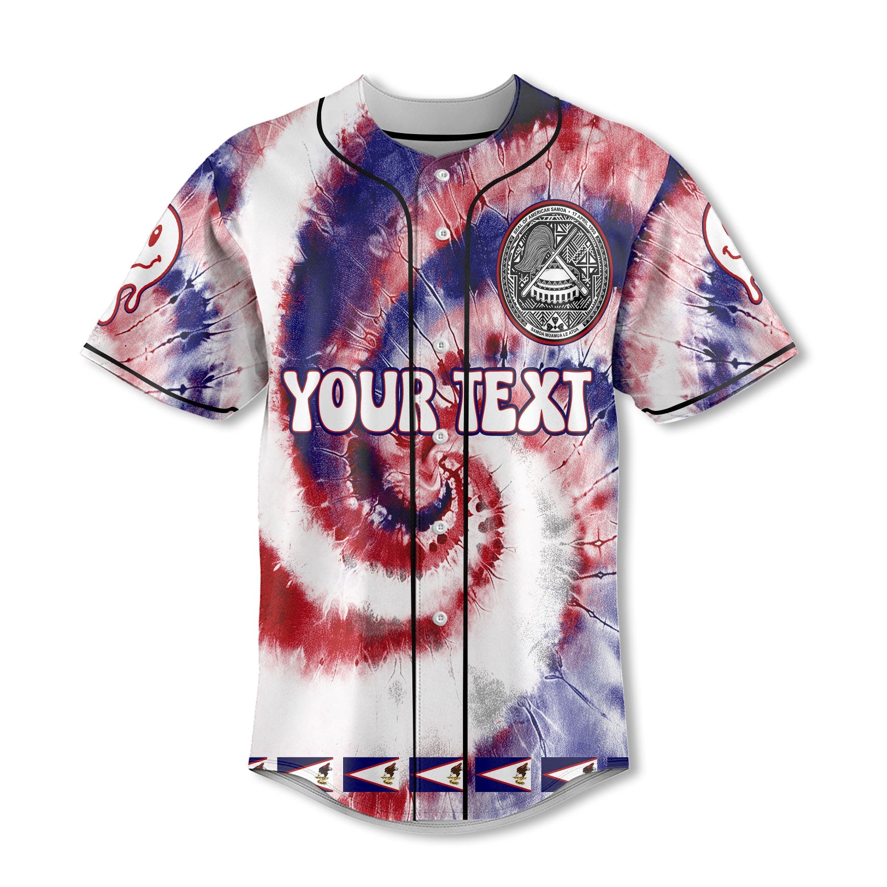 American Samoa Baseball Jersey Custom Tie Dye Style 2