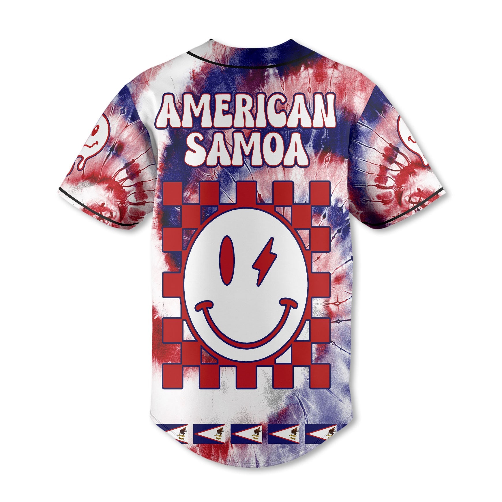 American Samoa Baseball Jersey Custom Tie Dye Style 3