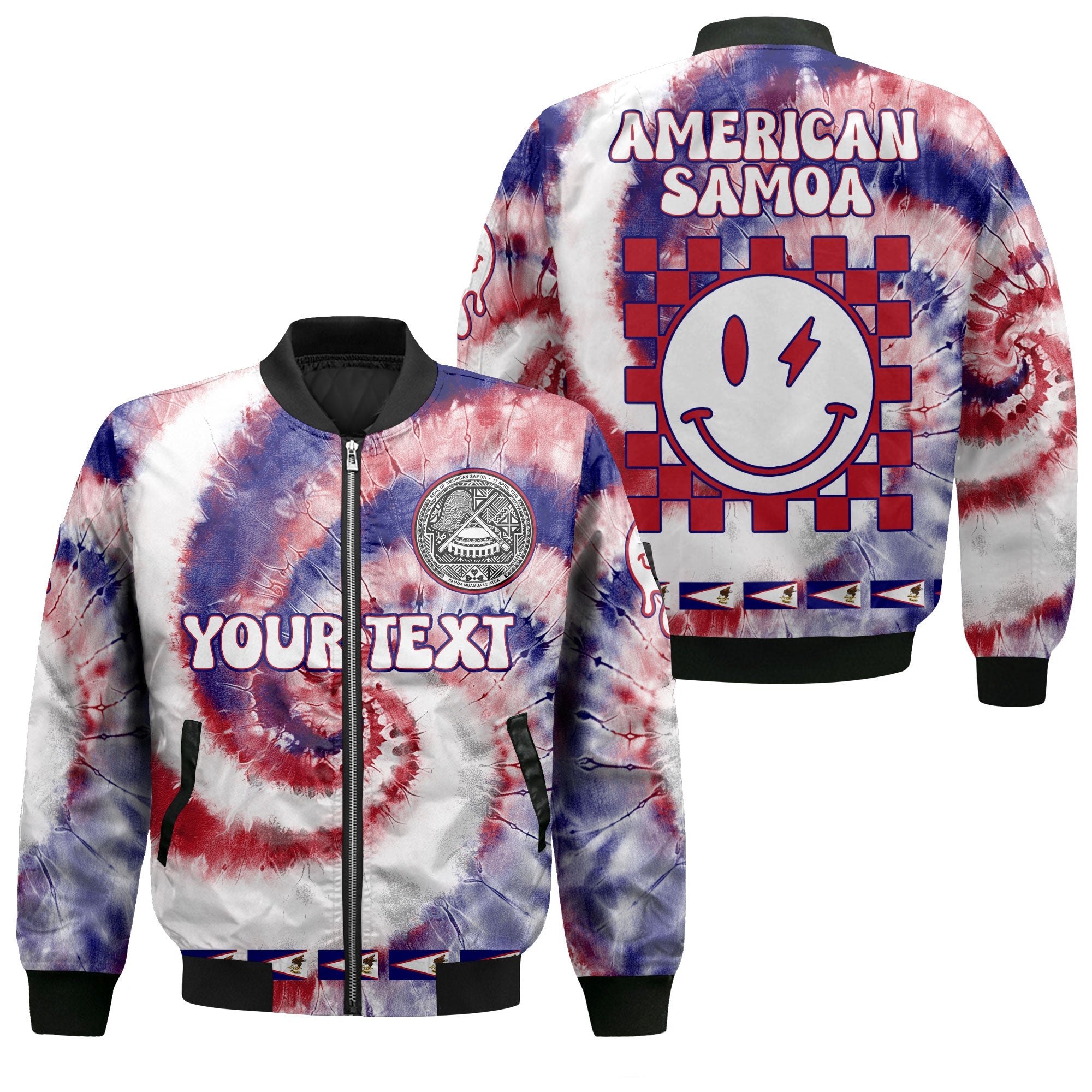 American Samoa Bomber Jacket Custom Tie Dye Style 1