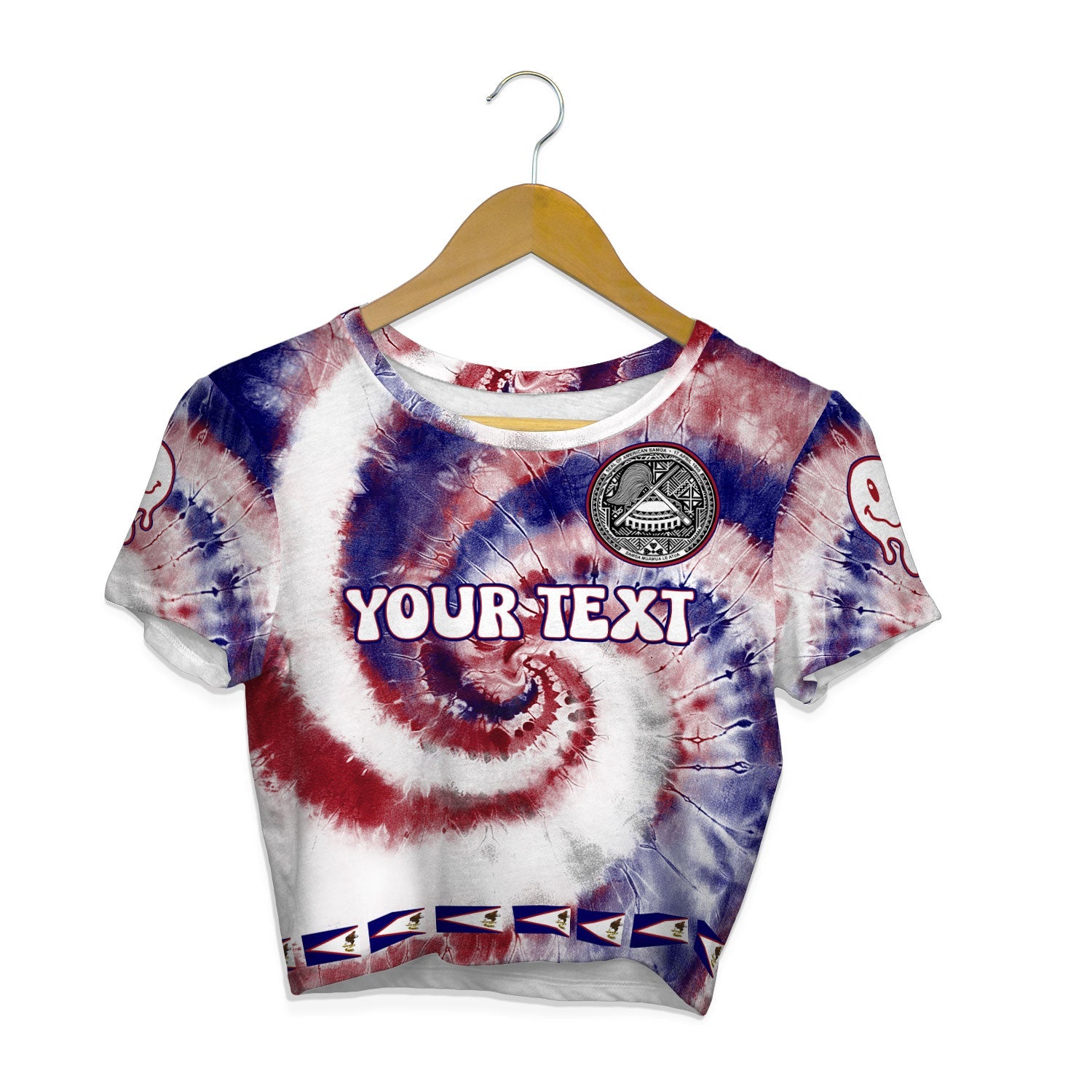 American Samoa Croptop T Shirt Custom Tie Dye Style 1