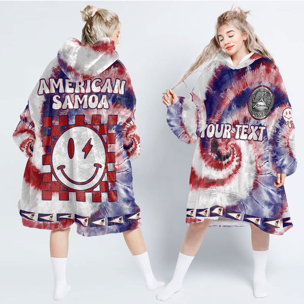 American Samoa Hoodie Blanket Custom Tie Dye Style 1