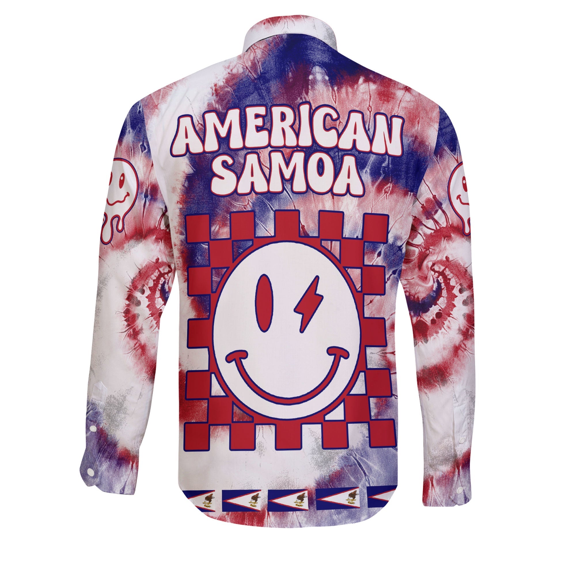 American Samoa Long Sleeve Button Shirt Custom Tie Dye Style 2