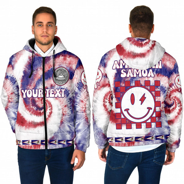 American Samoa Men Hooded Padded Jacket Custom Tie Dye Style 1