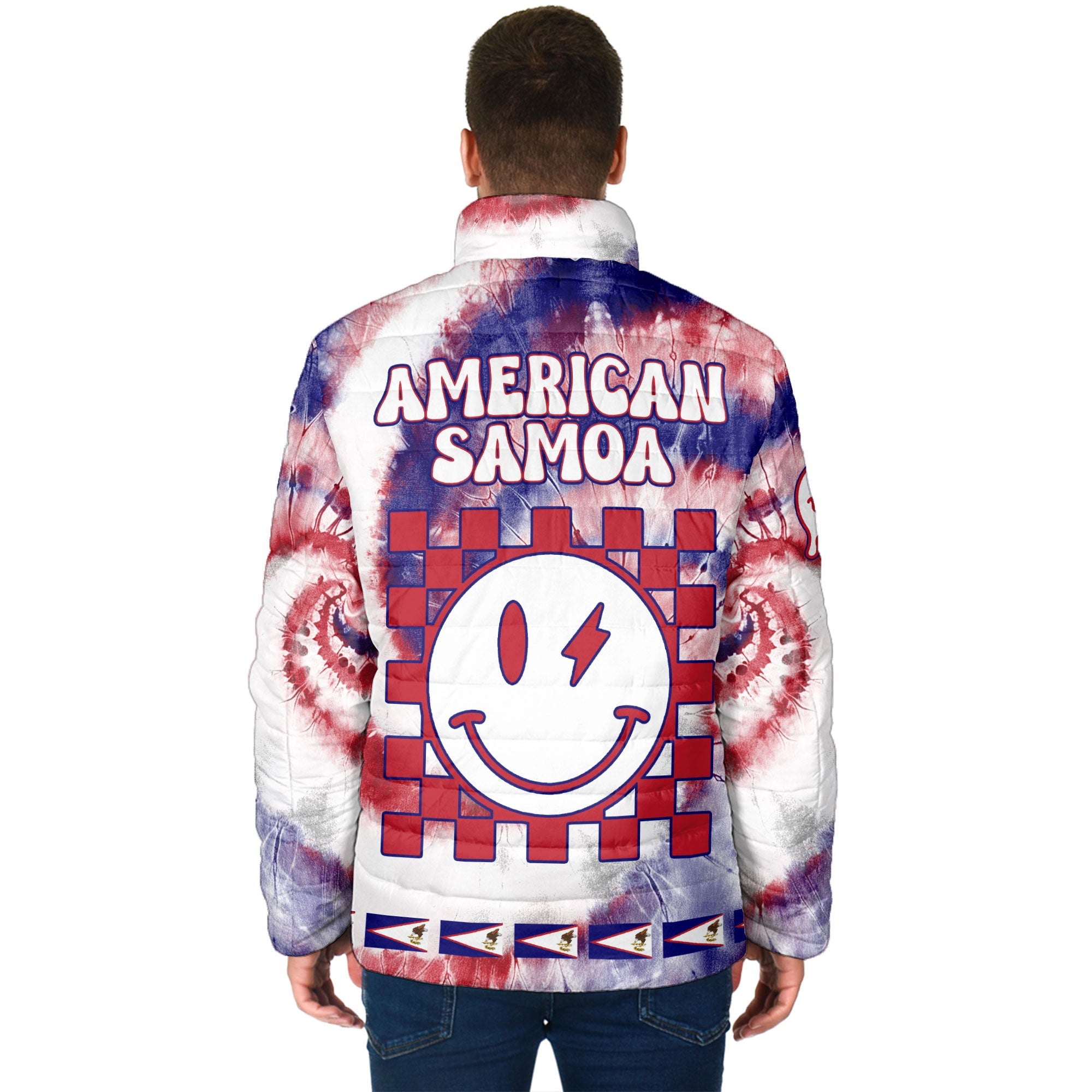 American Samoa Men Padded Jacket Custom Tie Dye Style 2