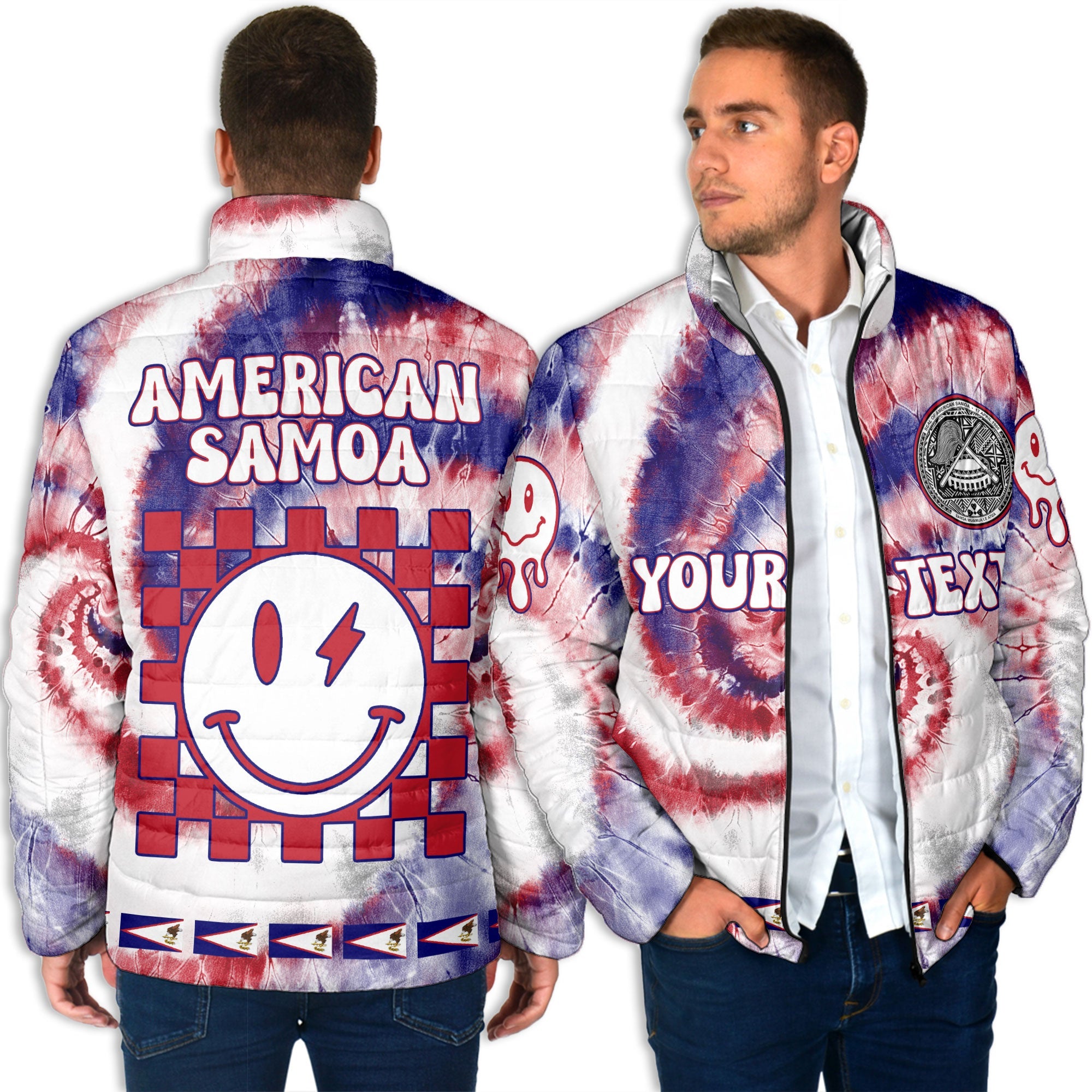 American Samoa Men Padded Jacket Custom Tie Dye Style 4