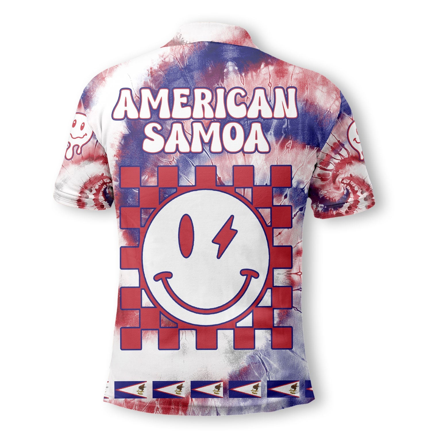 American Samoa Polo Shirt Custom Tie Dye Style 3