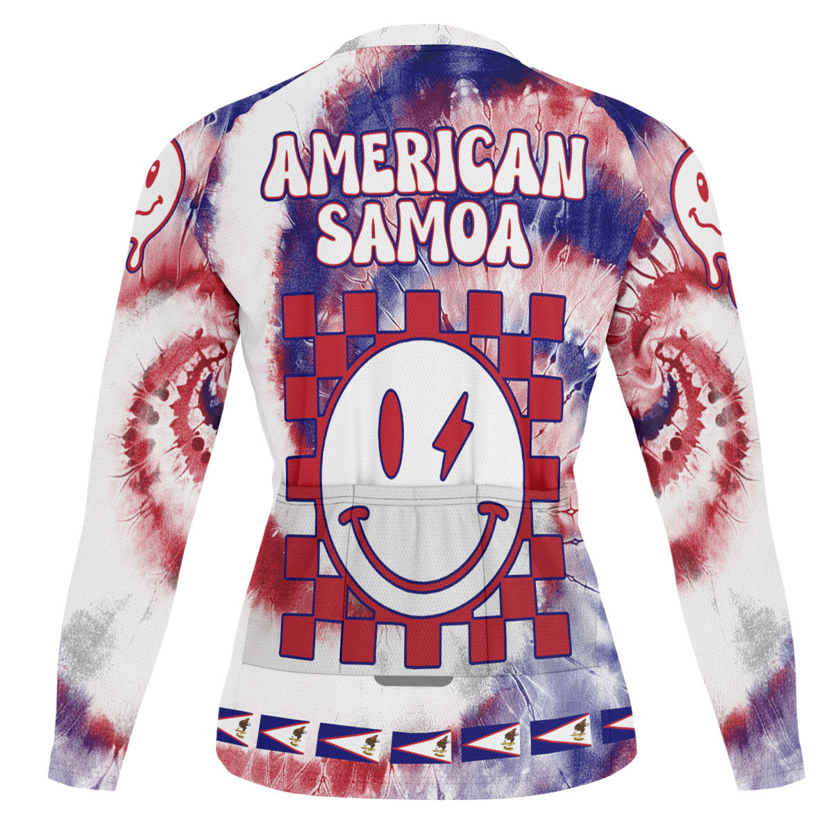 American Samoa Raglan Men Cycling Jersey Long Sleeve Custom Tie Dye Style 1