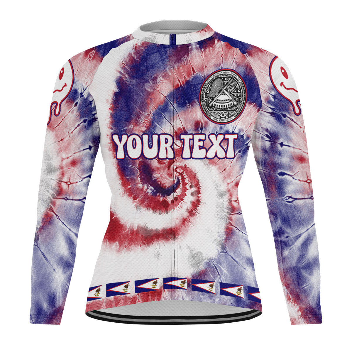 American Samoa Raglan Men Cycling Jersey Long Sleeve Custom Tie Dye Style 2