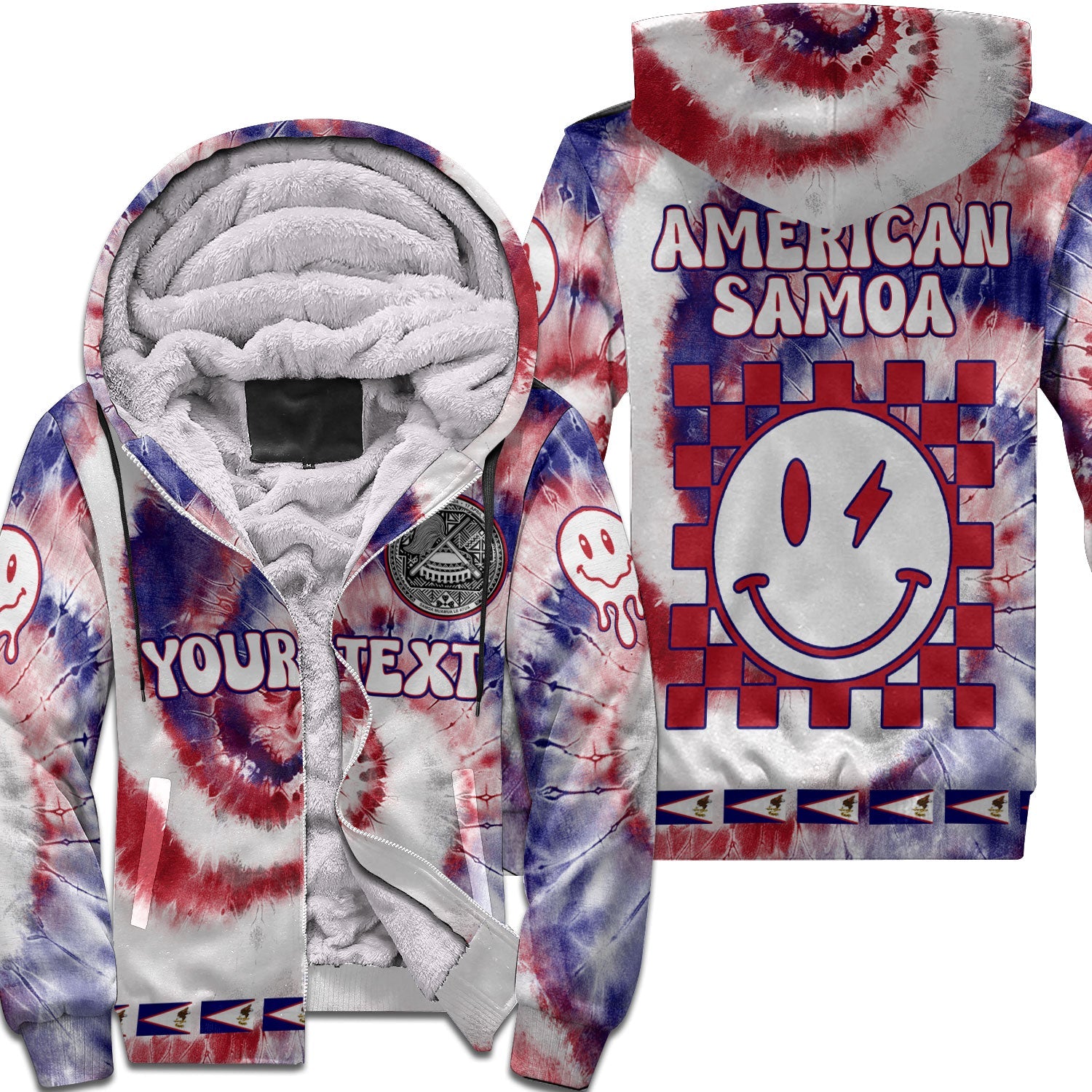 American Samoa Sherpa Hoodie Custom Tie Dye Style 1