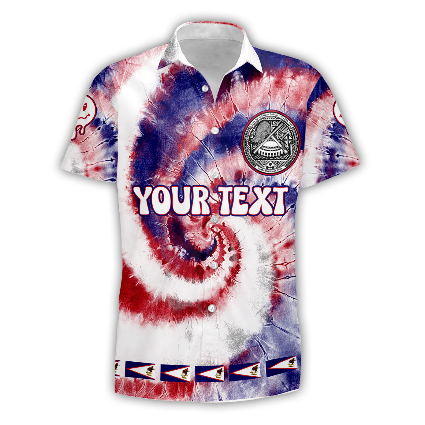 American Samoa Short Sleeve Shirt Custom Tie Dye Style 1