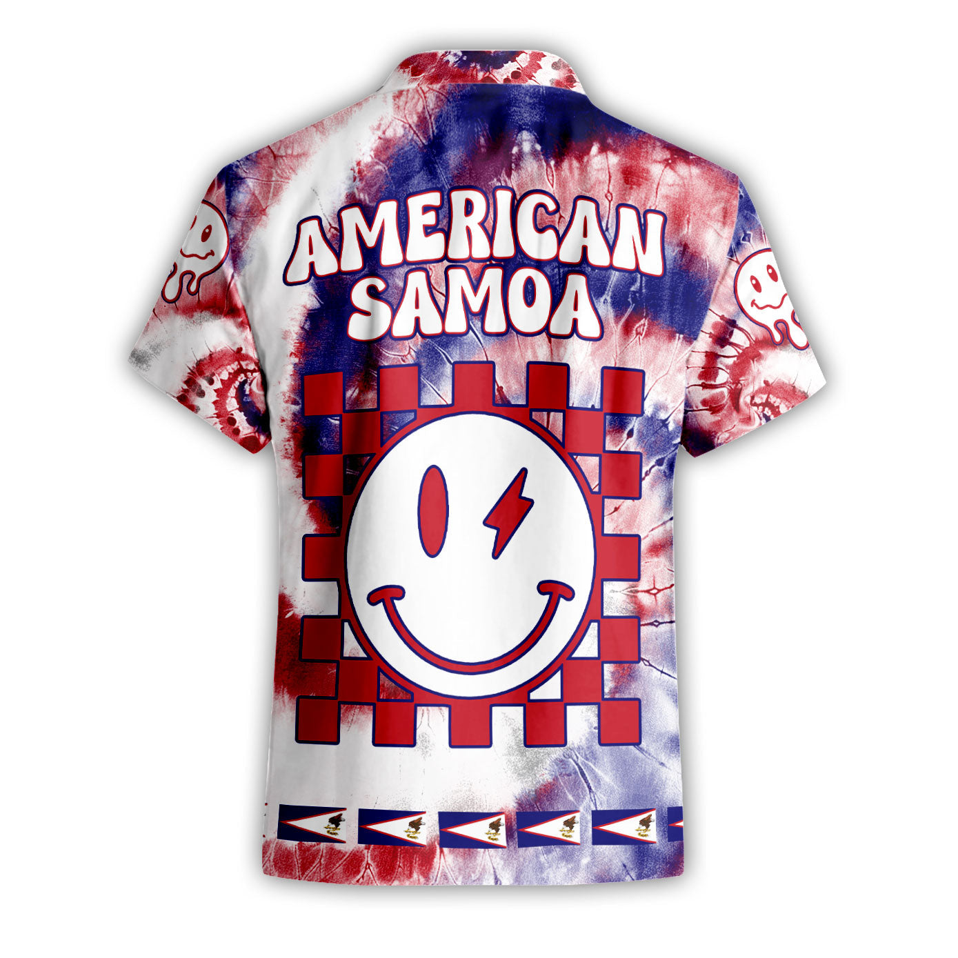 American Samoa Short Sleeve Shirt Custom Tie Dye Style 2