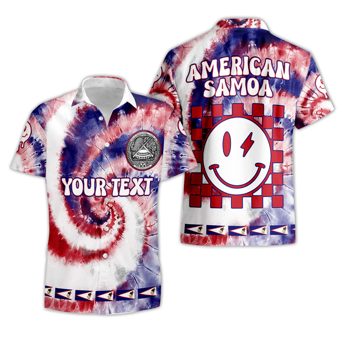 American Samoa Short Sleeve Shirt Custom Tie Dye Style 3