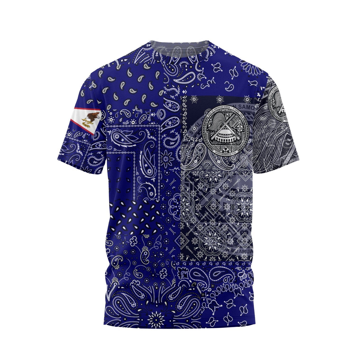 American Samoa T Shirt Paisley Flag And Skull Style 1