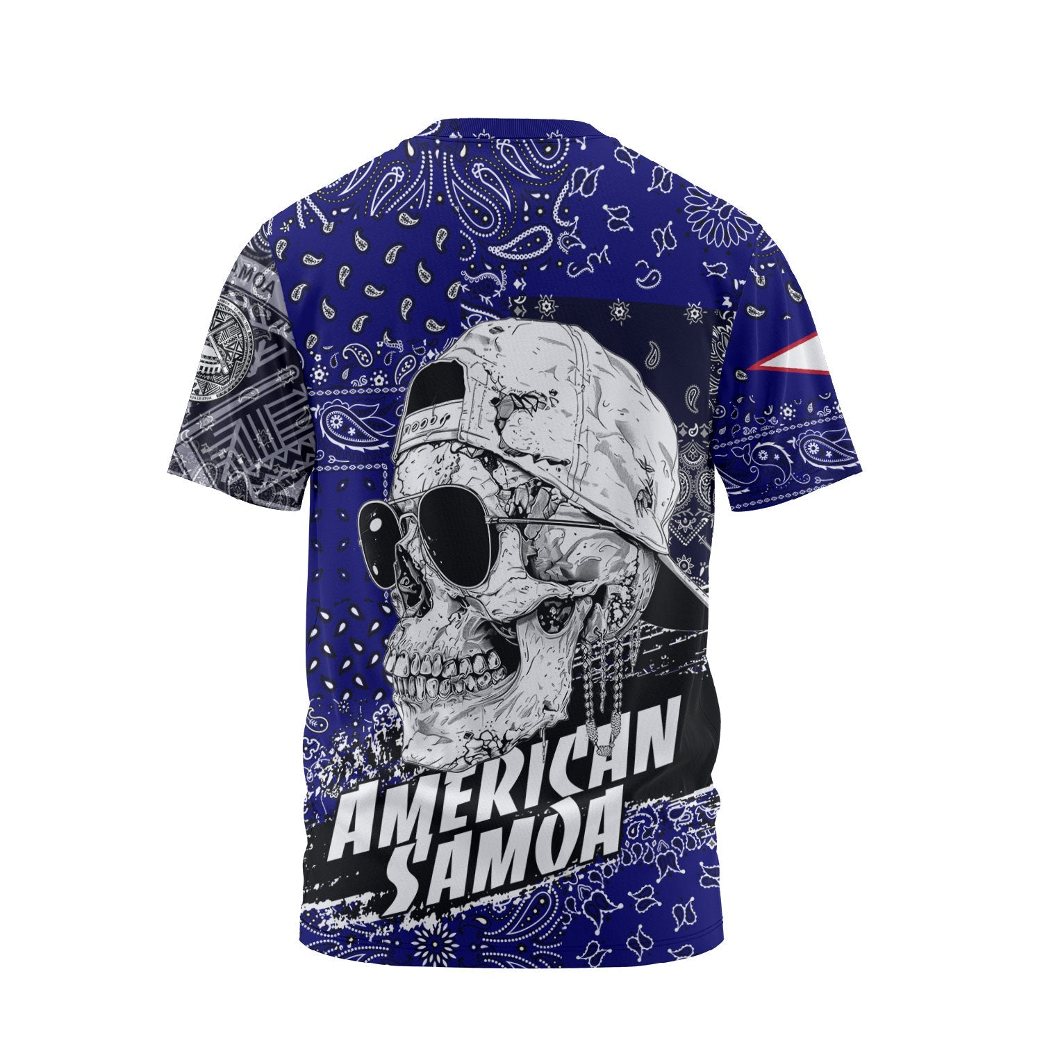 American Samoa T Shirt Paisley Flag And Skull Style 2