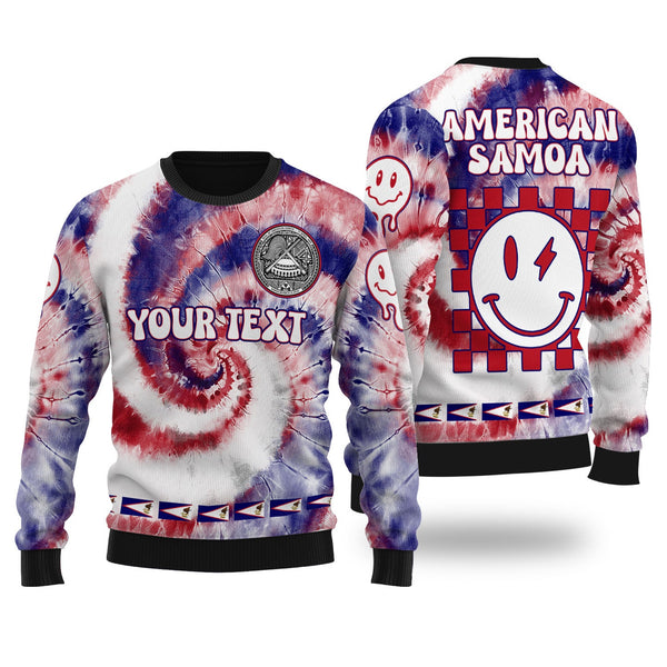 American Samoa Ugly Sweater Custom Tie Dye Style 1