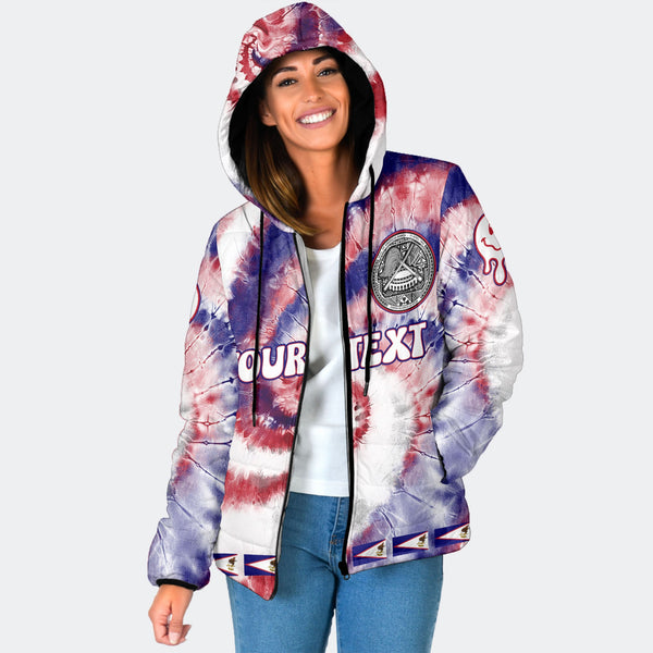 American Samoa Women Hooded Padded Jacket Custom Tie Dye Style 1