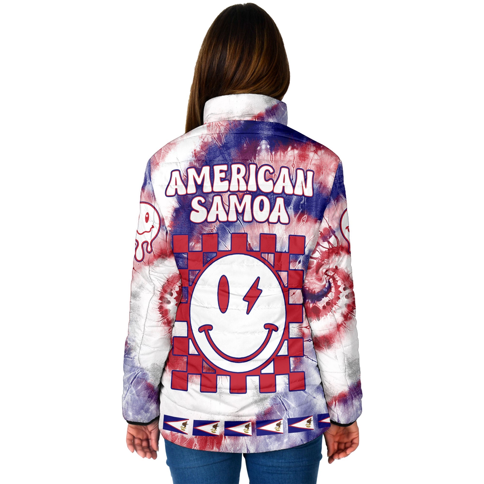 American Samoa Women Padded Jacket Custom Tie Dye Style 2