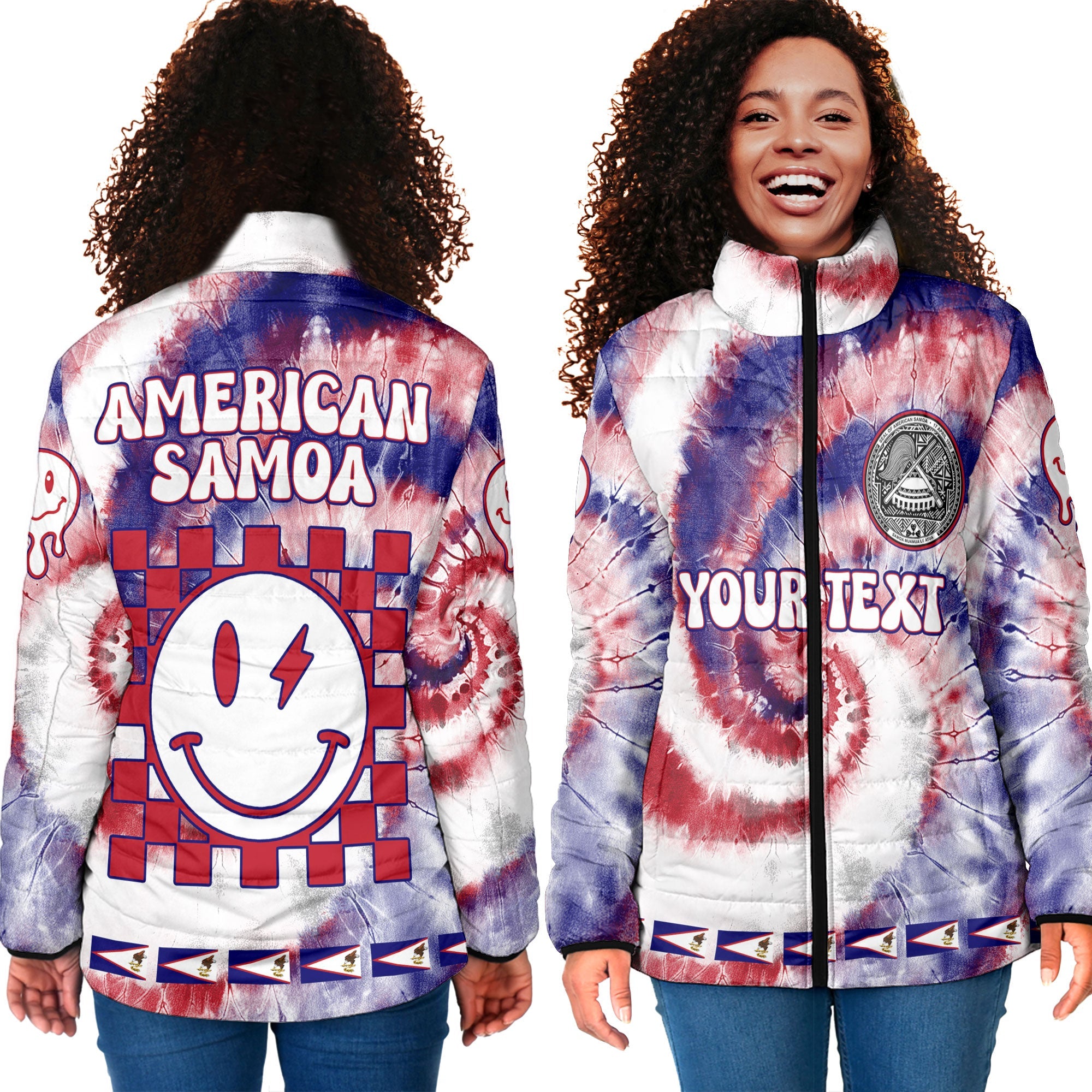 American Samoa Women Padded Jacket Custom Tie Dye Style 4