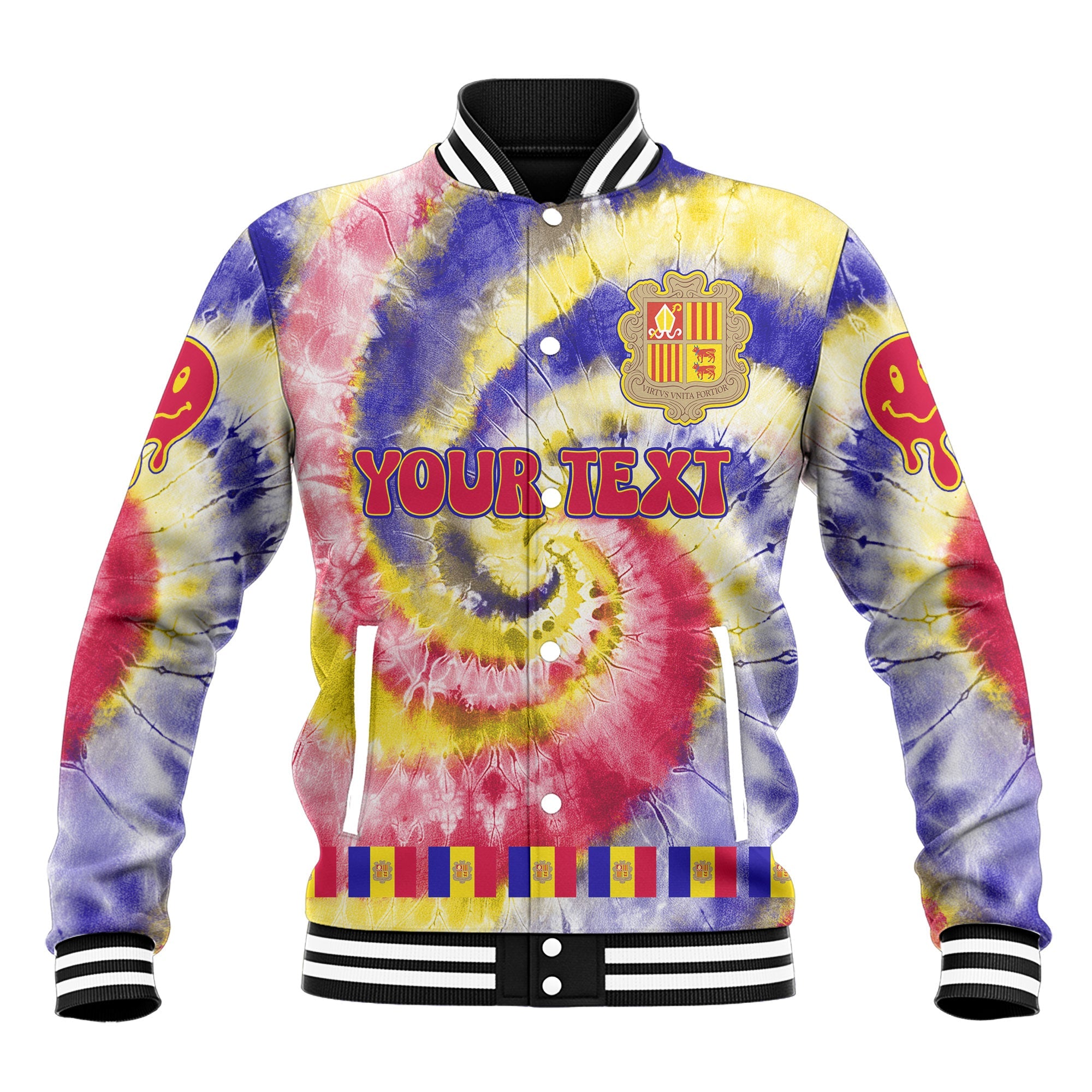 Andorra Baseball Jacket Custom Tie Dye Style 2