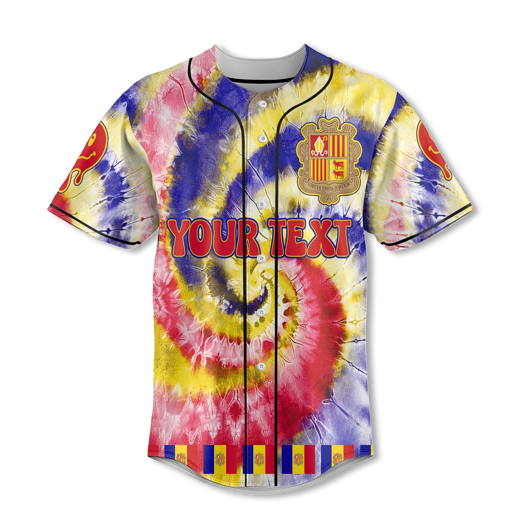 Andorra Baseball Jersey Custom Tie Dye Style 2