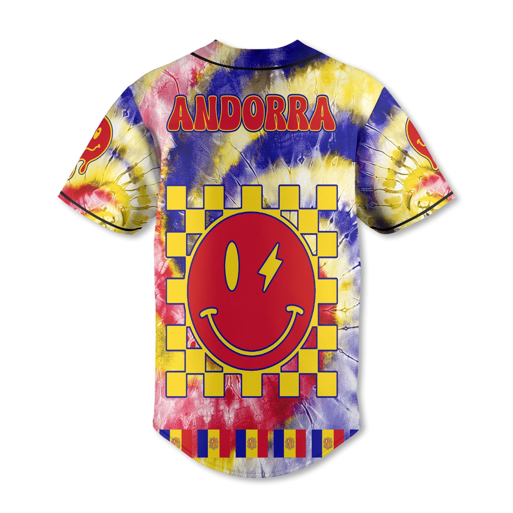 Andorra Baseball Jersey Custom Tie Dye Style 3