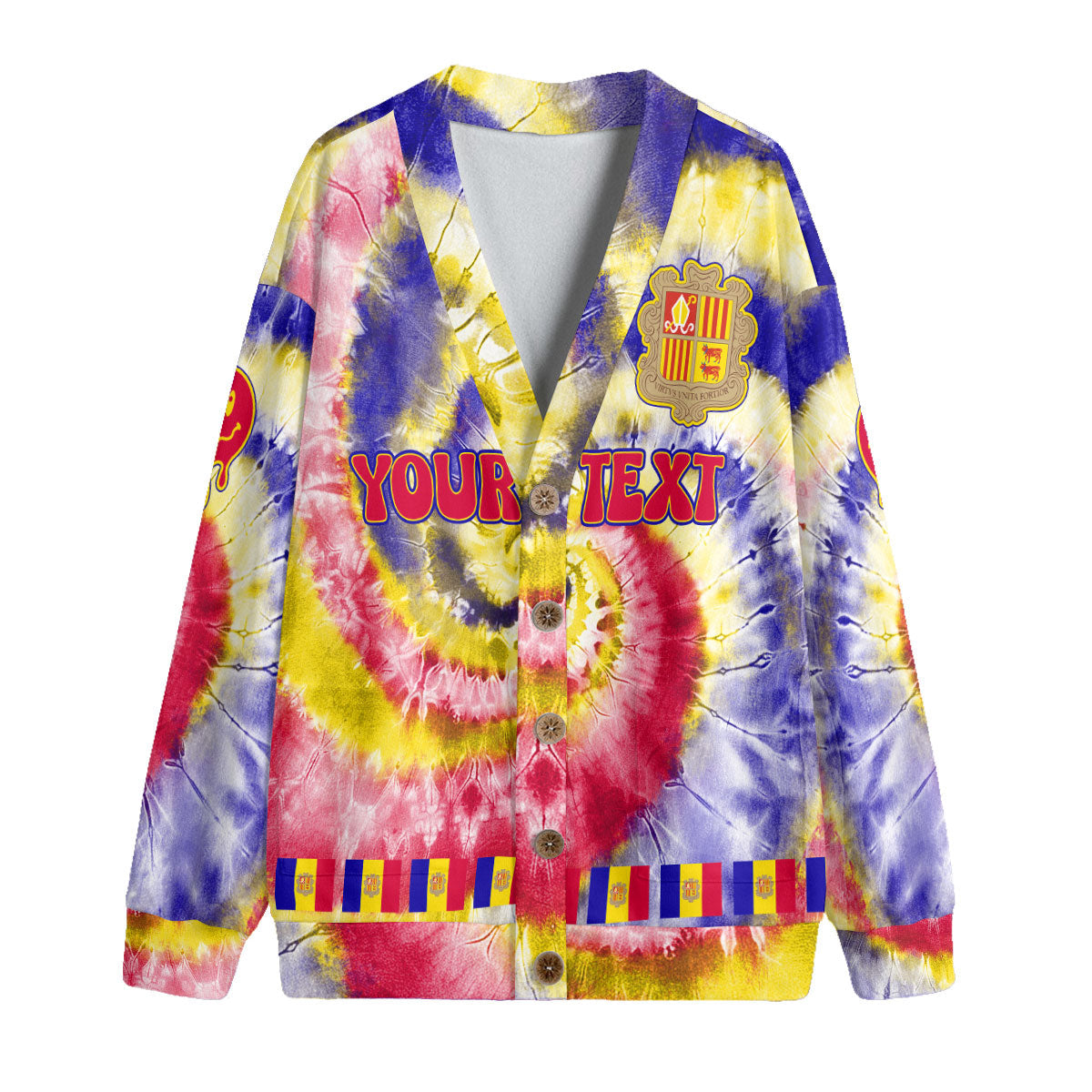 Andorra Fleece Cardigan Custom Tie Dye Style 4